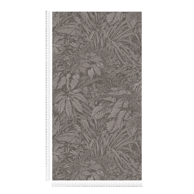 Wallpaper with palm leaf pattern in dark shades, 1404527 AS Creation