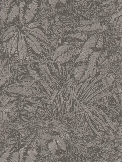 Wallpaper with palm leaf pattern in dark shades, 1404527 AS Creation