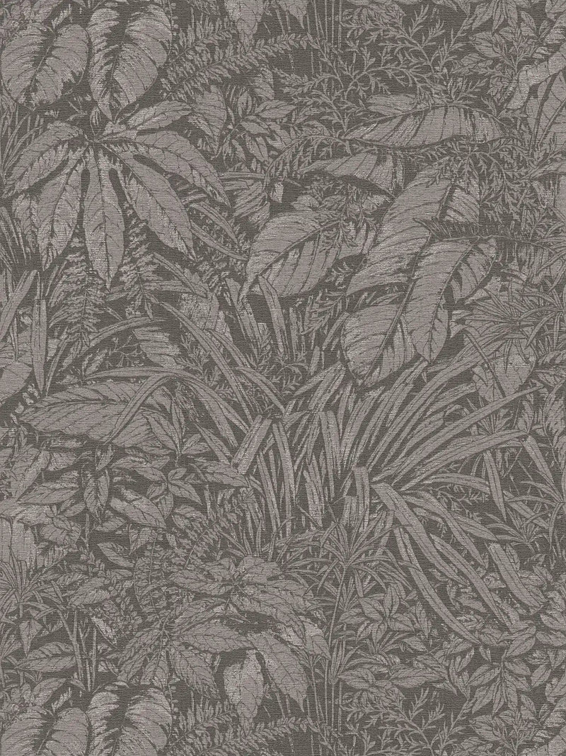 Tamsių atspalvių tapetai su palmių lapų raštu, 1404527 AS Creation