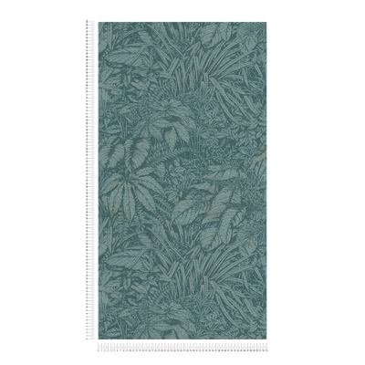 Wallpaper with palm leaf pattern in blue, 1404523 AS Creation