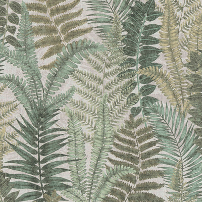 Wallpaper with fern leaves, matt: beige, blue, 1400402 AS Creation