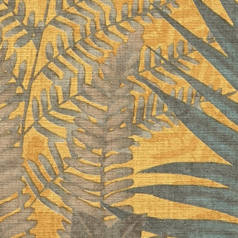 Wallpaper with fern leaves, matt: yellow, green, 1400400 AS Creation