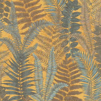 Wallpaper with fern leaves, matt: yellow, green, 1400400 AS Creation