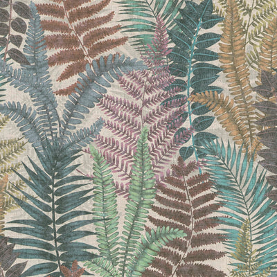 Wallpaper with fern leaves, lightly textured, matt - multicoloured, 1400377 AS Creation
