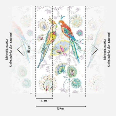 Lindude ja lilledega tapeet, 1367767, 1,59 m x 2,80 m (muster) AS Creation