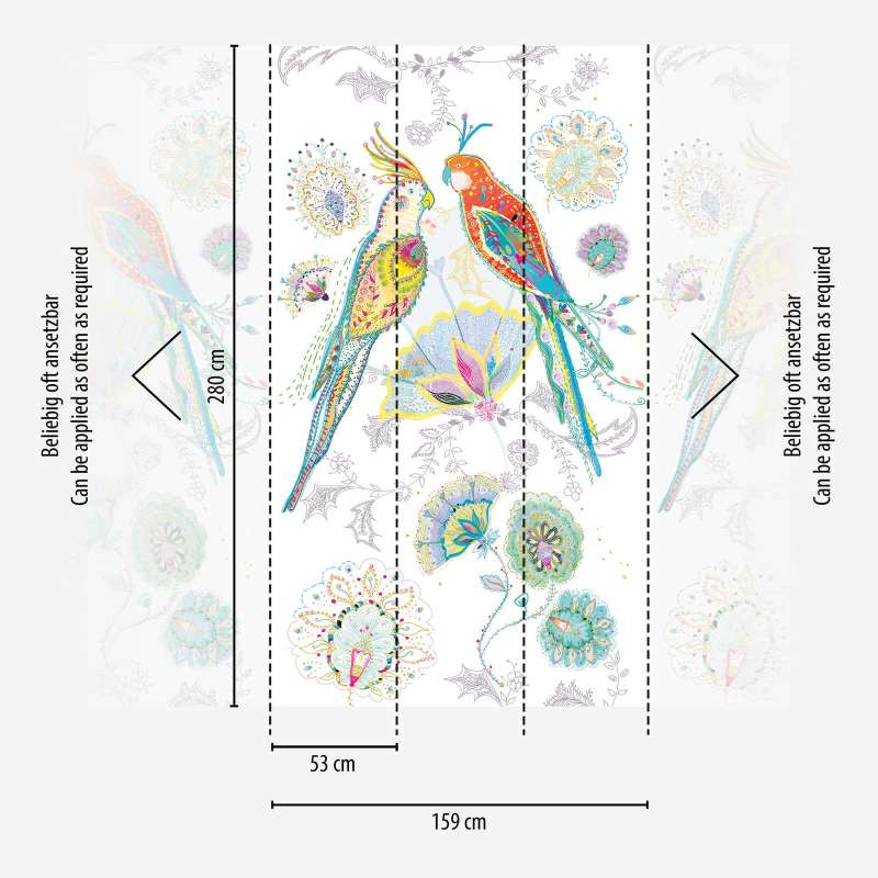 Tapetes ar putnu motīvu un ziediem, 1367767, 1.59 m x 2.80 m (raksts) AS Creation