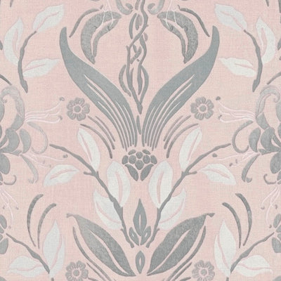 Wallpaper with playful flowers with bird pattern: pink, grey - 1373140 AS Creation