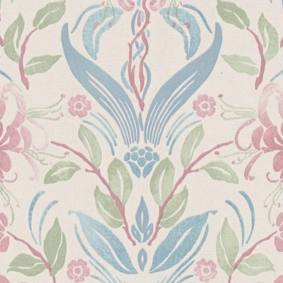 Wallpaper with playful bird-patterned flowers: pink, blue, green - 1373141 AS Creation