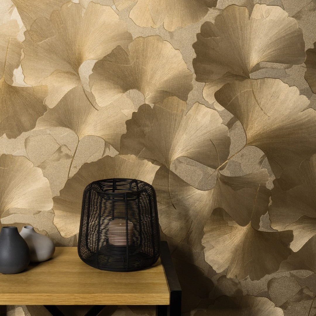 ERISMANN tapetes 3774766: Ginkgo lapas, zelta Erismann