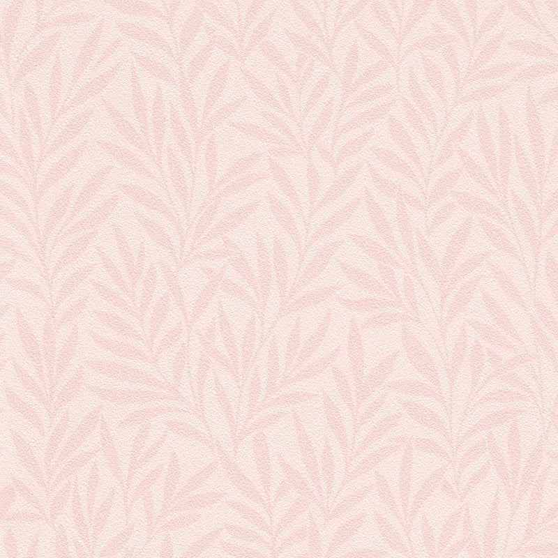 Wallpaper with fine leaves in pink, 756015 Erismann