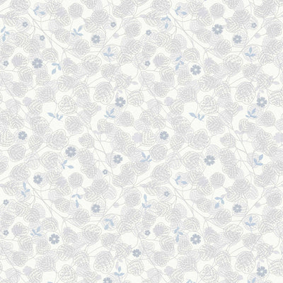 Wallpaper with delicate flowers and leaves - white and grey, 1373707 AS Creation