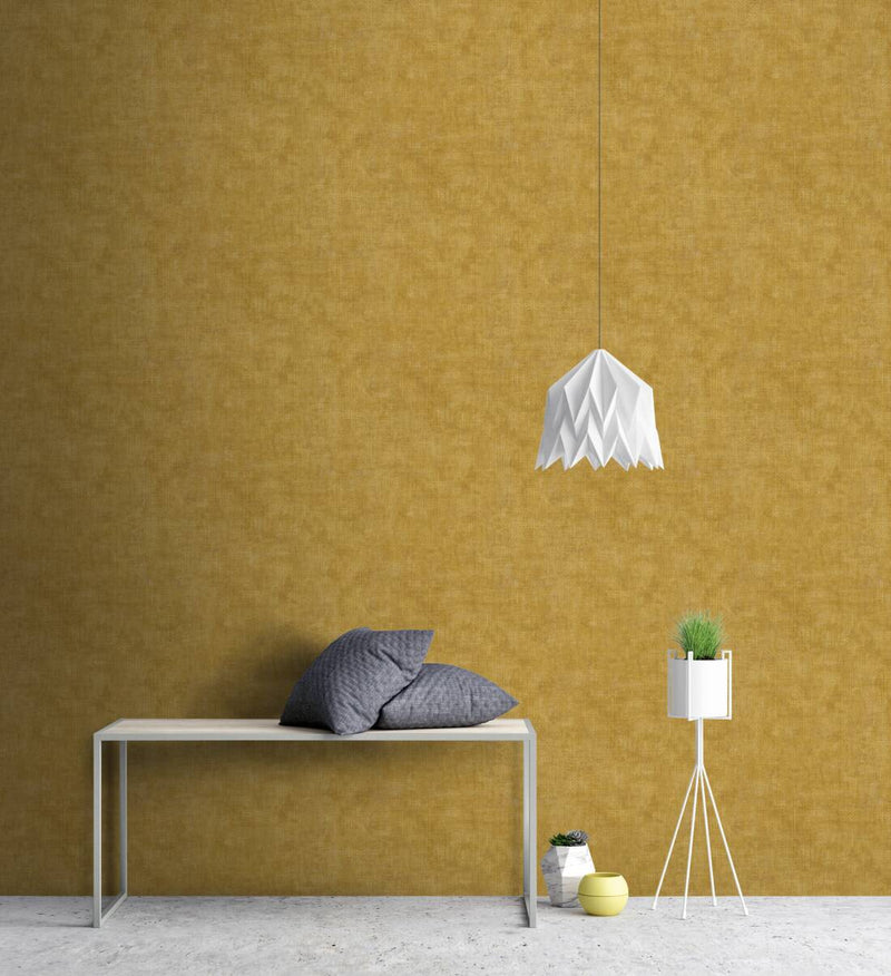 Wallpaper with fine geometric pattern yellow, 1366251 AS Creation