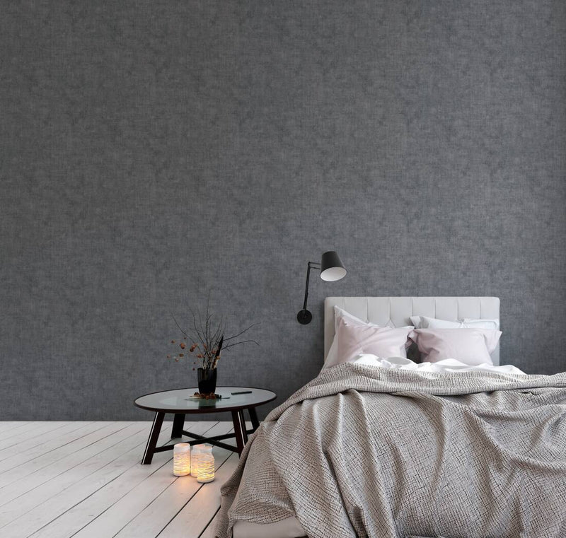 Wallpaper with fine geometric pattern in dark gray, 1366253 AS Creation