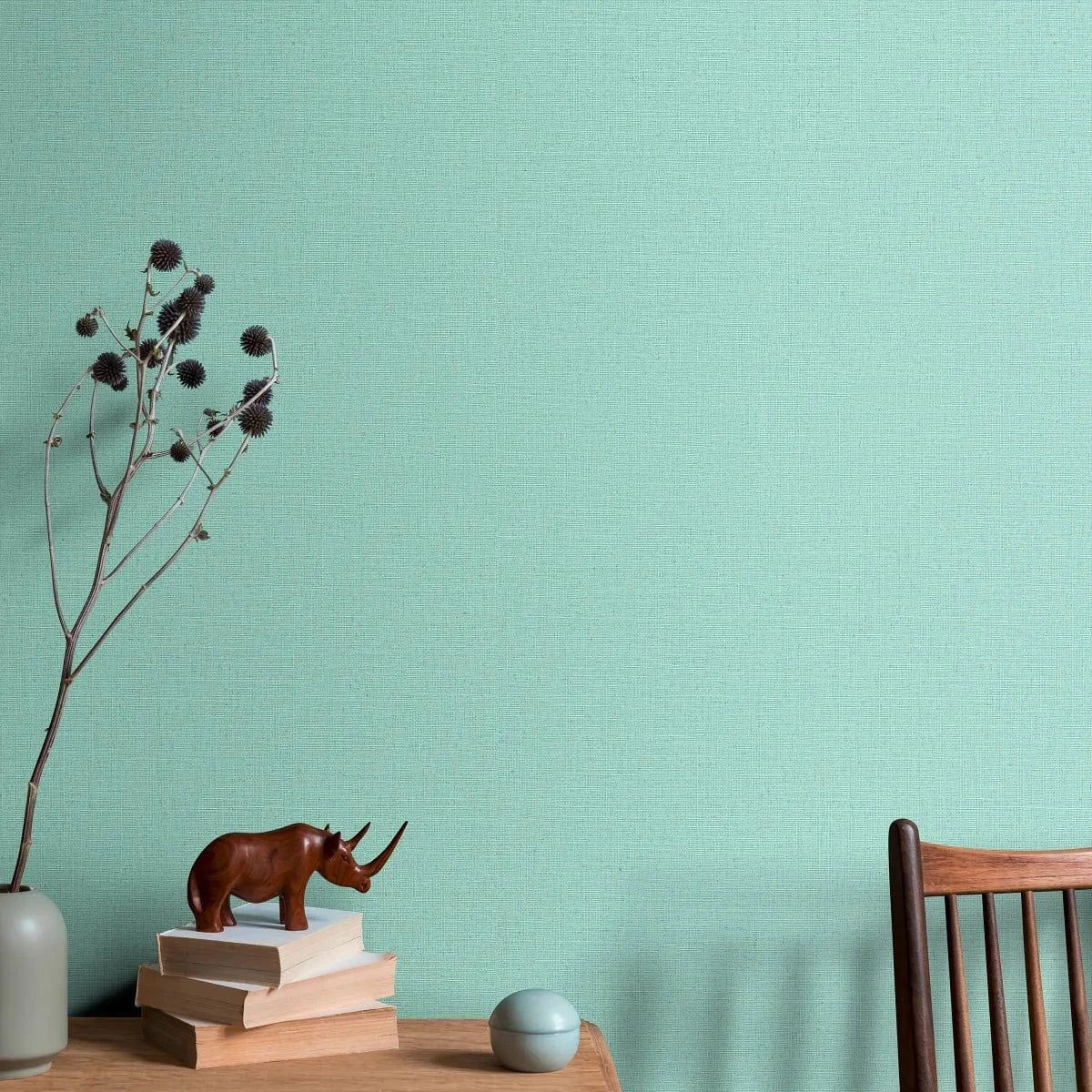 Tapetes ar smalku auduma tekstūru tirkīzā krāsā, matētas - 3724252 Tapetenshop.lv