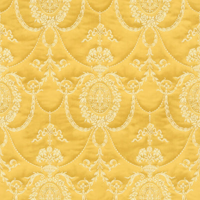 Wallpaper with fine embroidery and baroque ornament, yellow, RASCH, 2132737 RASCH