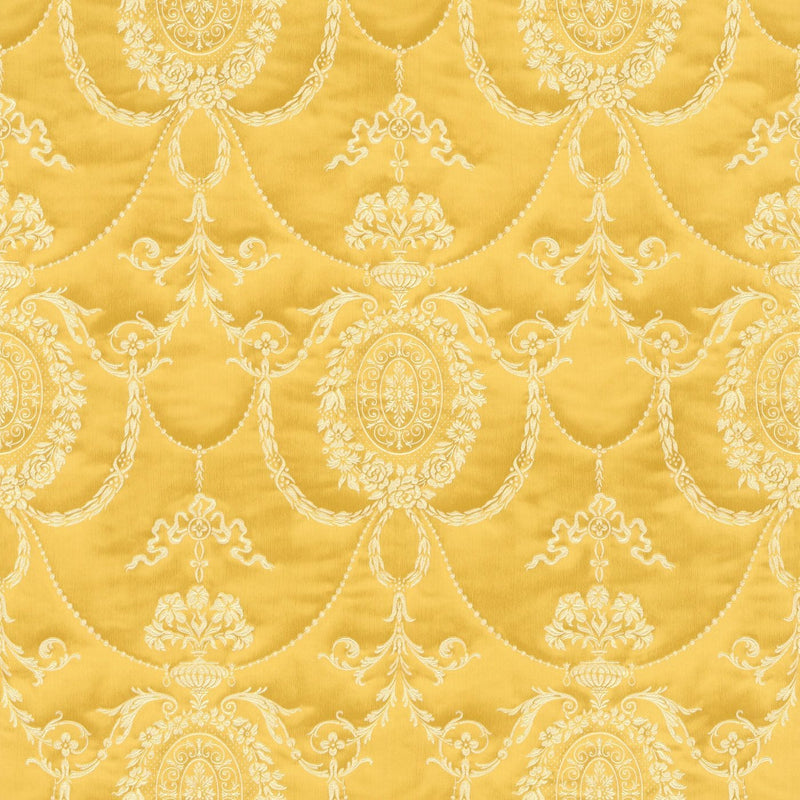 Tapetai su smulkiais siuvinėjimais ir barokiniais ornamentais, geltonos spalvos, RASCH, 2132737 RASCH