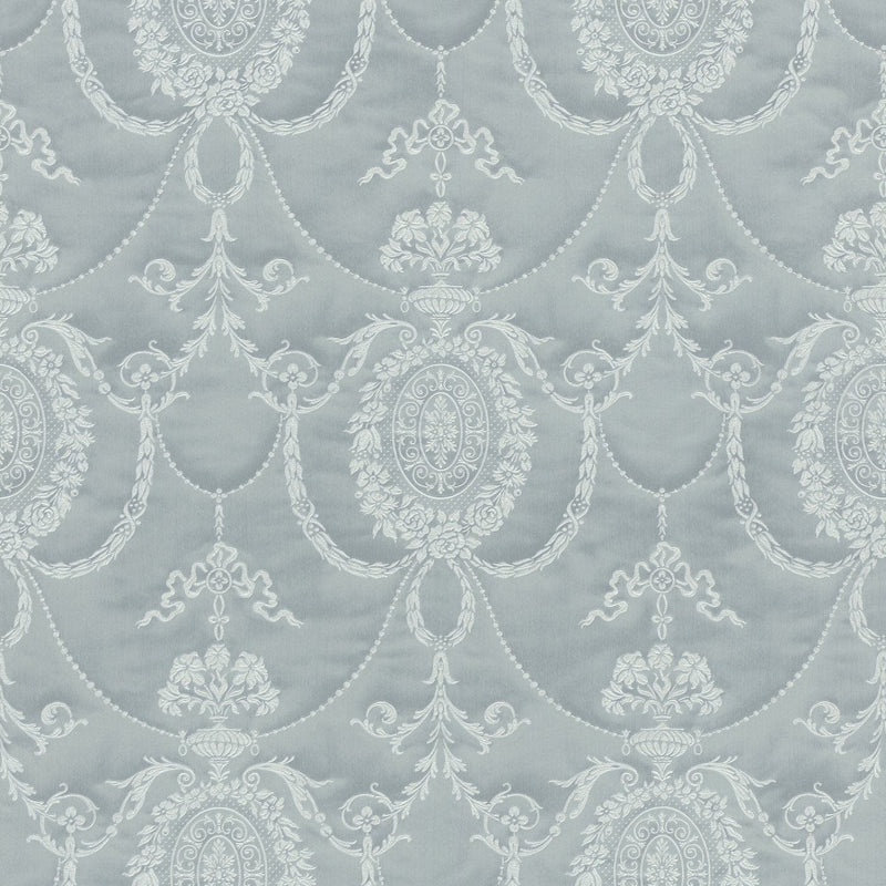 Wallpaper with delicate embroidery and baroque ornament, blue, RASCH, 2132716 RASCH