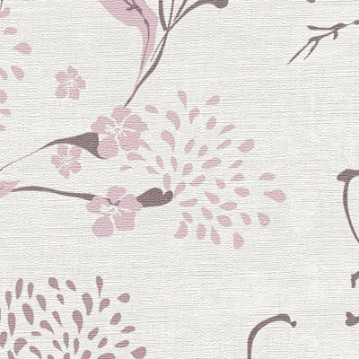 Tapetes ar stilizētiem ziediem: krēmkrāsā un rozā, 1367611 AS Creation