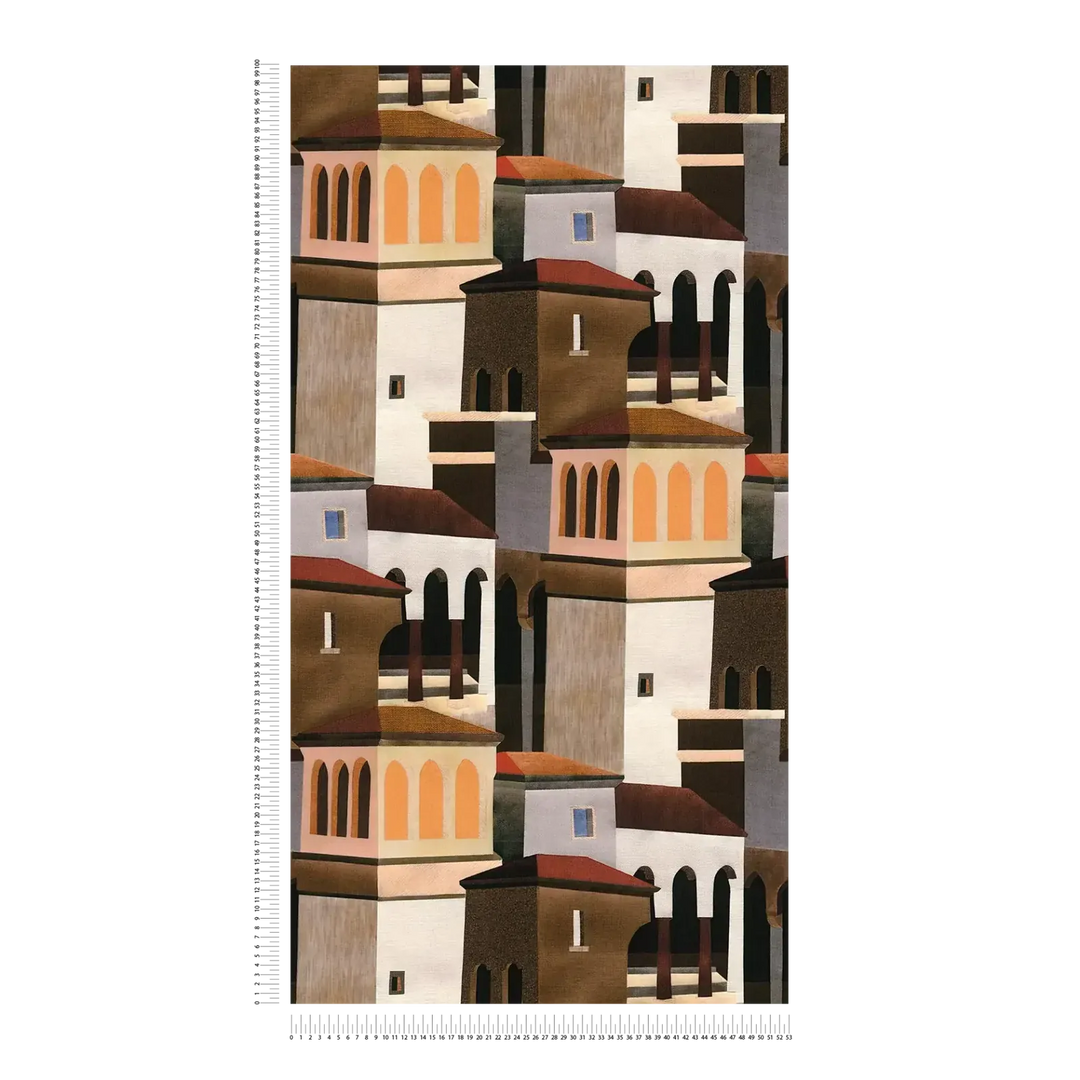 Tapetes ar stilizētu pilsētas motīvu, matētas | brūna - 3012477 AS Creation