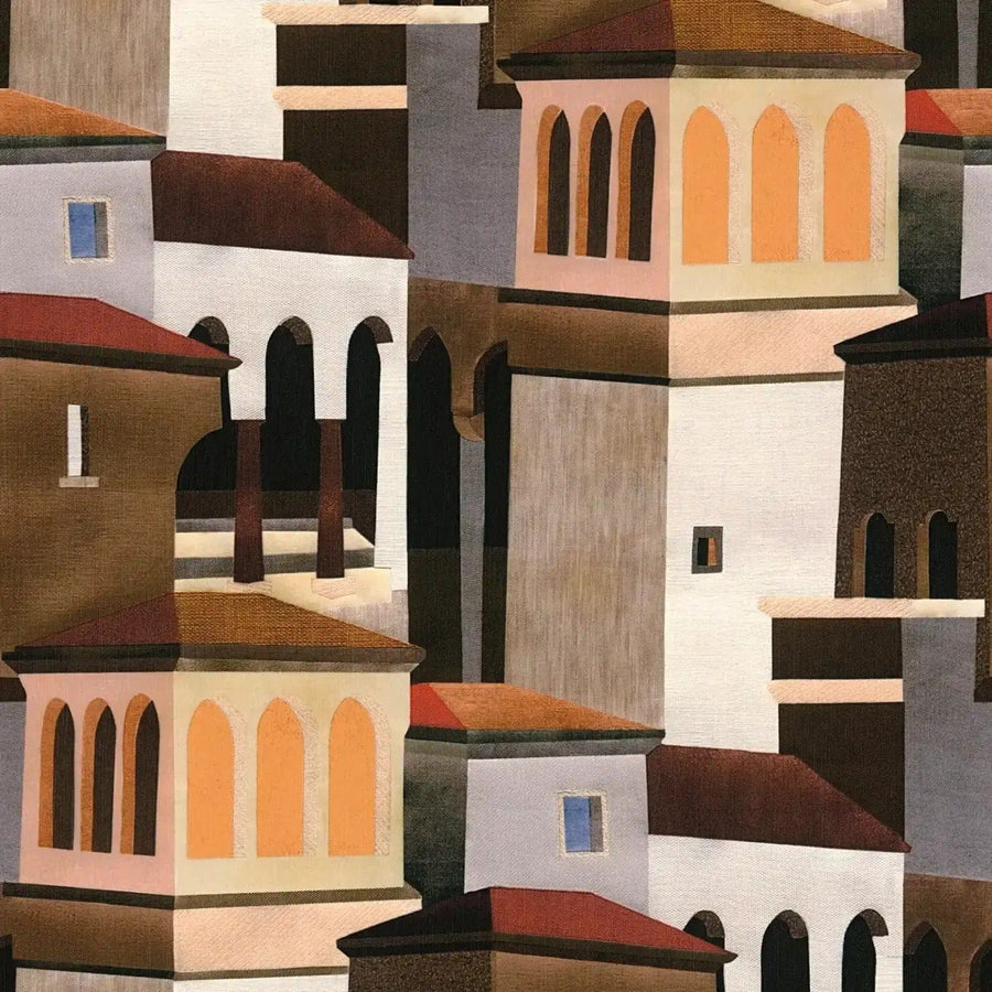 Tapetes ar stilizētu pilsētas motīvu, matētas | brūna - 3012477 AS Creation