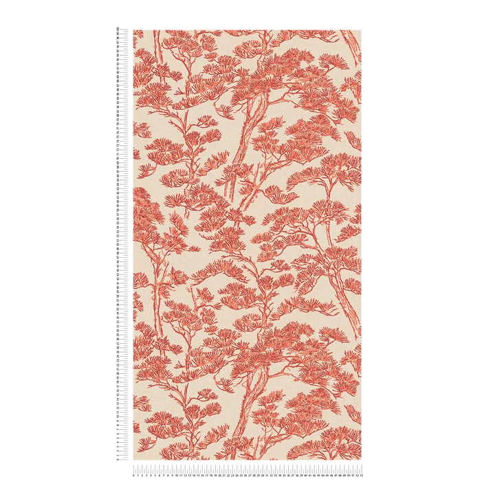 Tapetes ar stilizētu priežu motīvu, bēša, sarkana - 3006776 AS Creation
