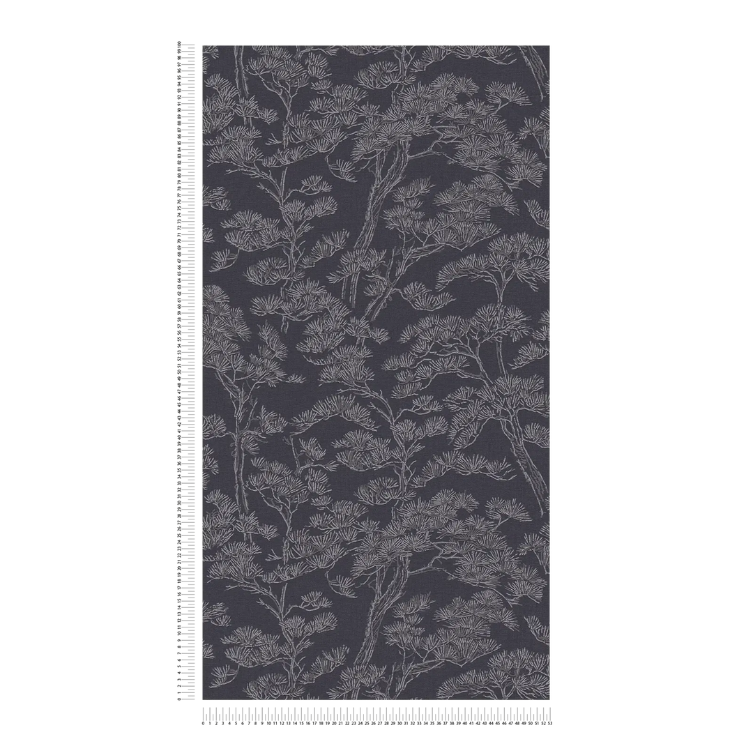 Tapetes ar priežu motīvu, viegli teksturētas - tumši pelēkā - 3006773 AS Creation