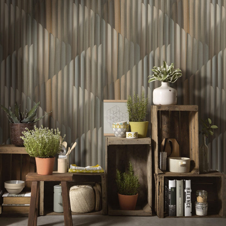 ERISMANN tapetes 3775113: Brūna/zelta/taupe Erismann