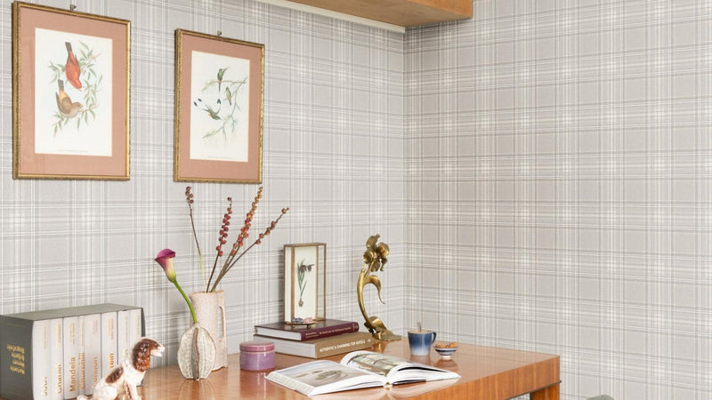 Wallpaper with tartan pattern: beige, RASCH, 2031544 RASCH