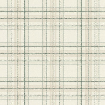 Wallpaper with tartan pattern: cream, green, RASCH, 2031535 RASCH