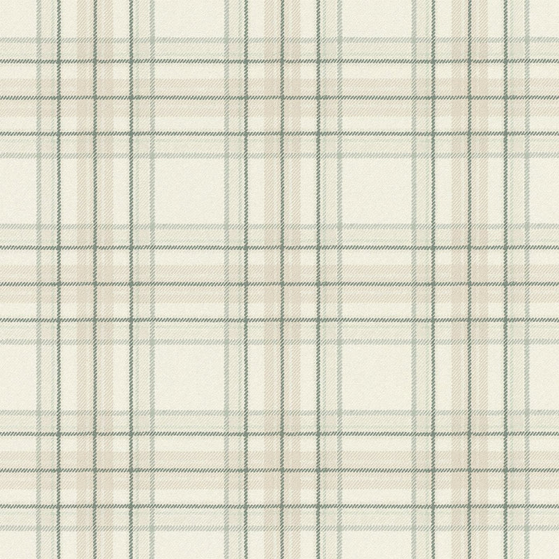 Tapetti tartan-kuviolla: kerma, vihreä, RASCH, 2031535 RASCH