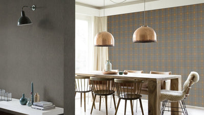 Wallpaper with tartan pattern: black, grey, brown, RASCH, 2031553 RASCH