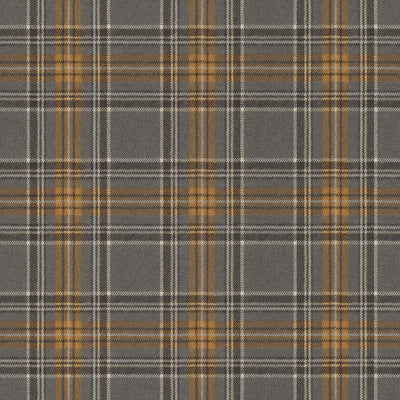 Wallpaper with tartan pattern: black, grey, brown, RASCH, 2031553 RASCH