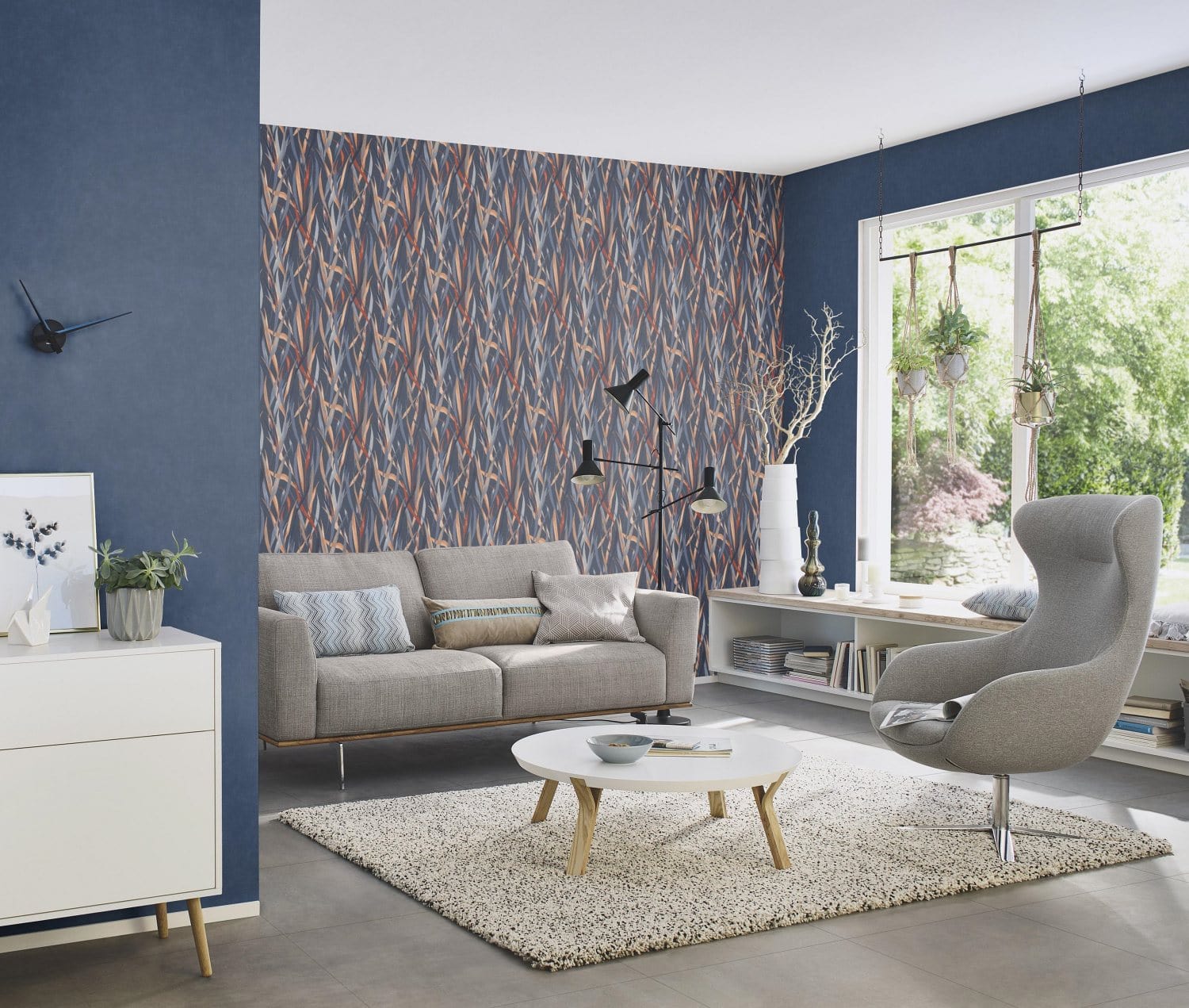 Tapetes ar tekstila tekstūru:  RASCH, tumši zilā krāsā, 330106 RASCH