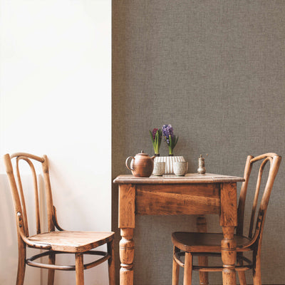 Wallpaper with texture and textile look with light sheen, dark grey, 1404574 AS Creation