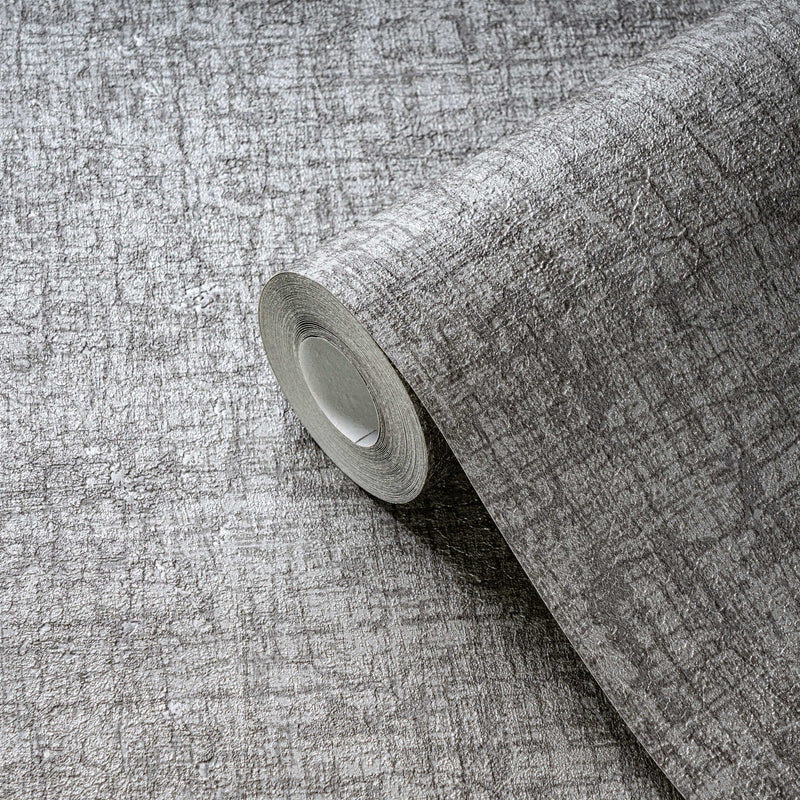 Wallpaper with texture and textile look with light sheen, dark grey, 1404574 AS Creation