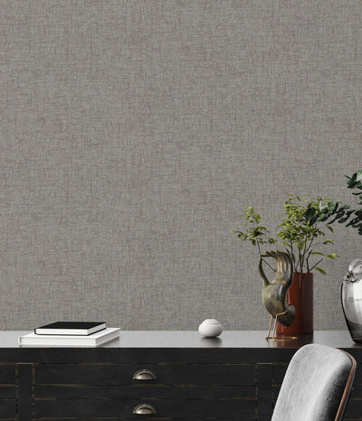 Wallpaper with texture and textile look with light sheen, dark grey, 1404574 AS Creation