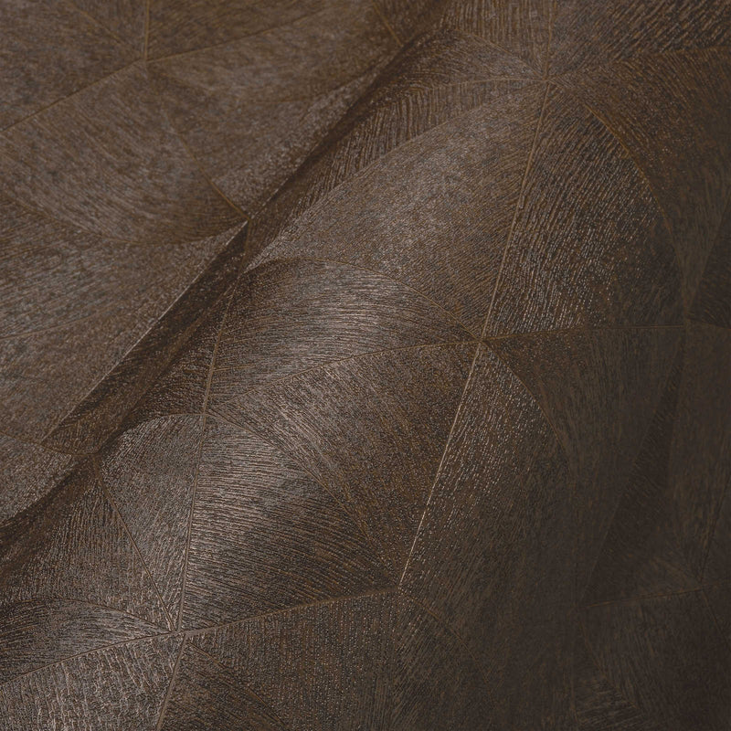 Wallpaper with triangle pattern in dark brown, 1374176 AS Creation