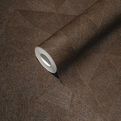 Wallpaper with triangle pattern in dark brown, 1374176 AS Creation