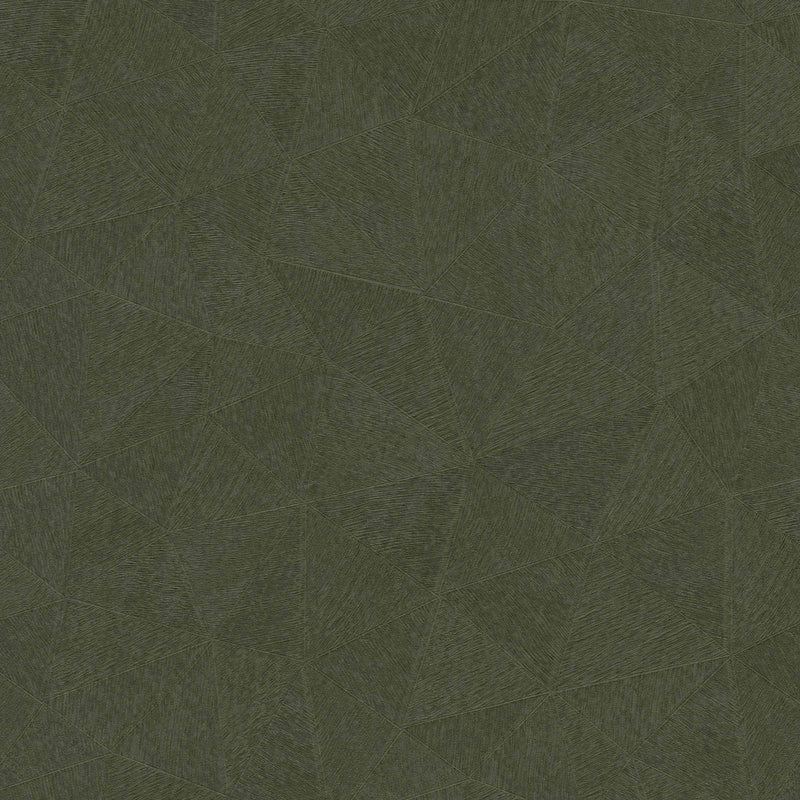 Wallpaper with triangle pattern in dark green, 1374177 AS Creation