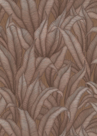 Wallpaper with tropical leaves in bronze/brown, Erismann, 3751534 RASCH