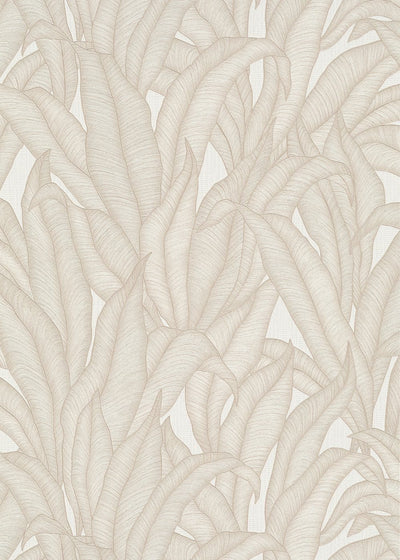 Wallpaper with tropical leaves in cream, Erismann, 3751506 RASCH