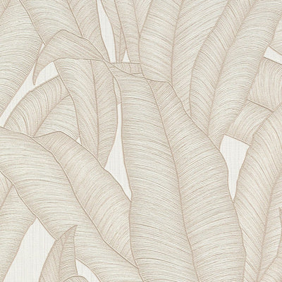 Wallpaper with tropical leaves in cream, Erismann, 3751506 RASCH