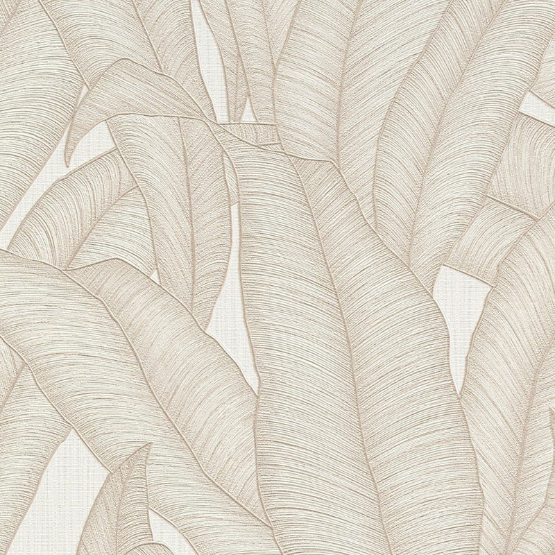 Wallpaper with tropical leaves in cream, Erismann, 3751506 RASCH