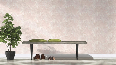 Tapetes ar tropiskām lapām maigi rozā krāsā, 755374 Erismann