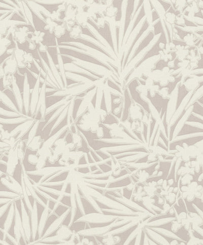 Wallpaper with tropical leaves on textile texture, RASCH, 1205100 AS Creation