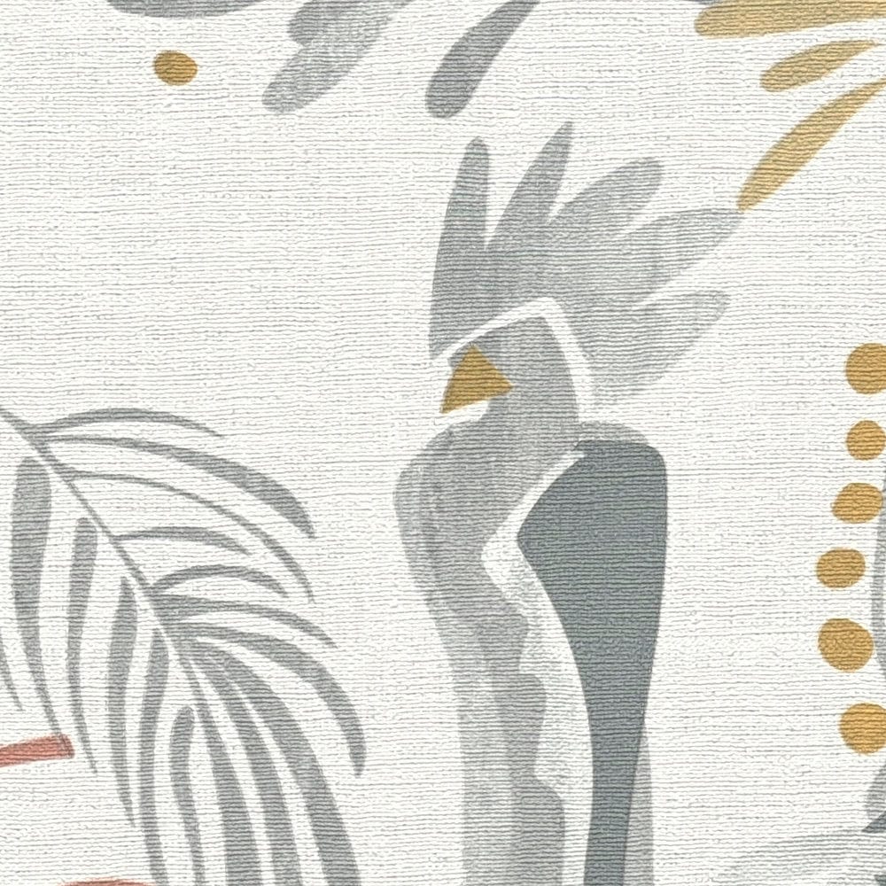 Tapetes ar tropu augiem un putniem, lina izskats: gaiši pelēkā, 388984 AS Creation