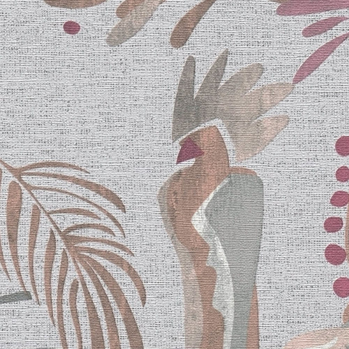 Tapetes ar tropu augiem un putniem, lina izskats: pelēkā, 388981 AS Creation
