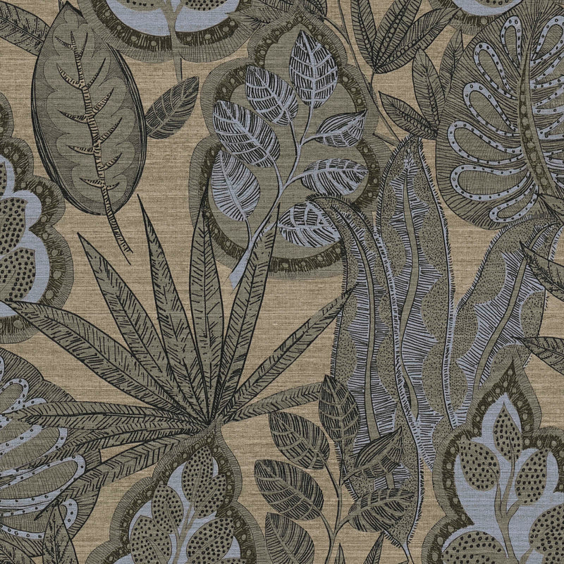 Tropical leaves wallpaper in graphic design: beige, brown, 1400371 AS Creation