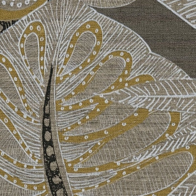 Troopilised lehed graafilise kujundusega tapeet: pruun, hall, 1400367 AS Creation