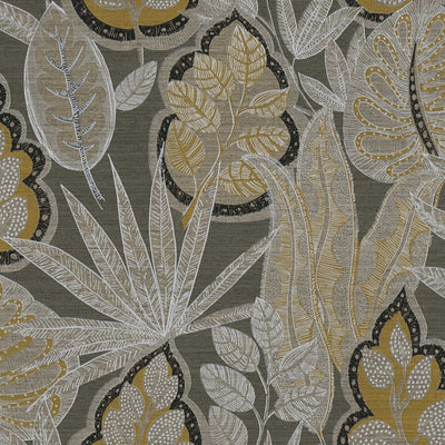 Tropical leaves wallpaper in graphic design: brown, grey, 1400367 AS Creation